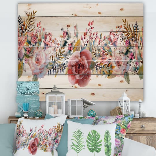 Designart - Pink Roses and Wildflower